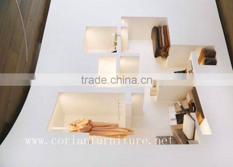 Acrylic solid surface corian modular designed shop display furniture