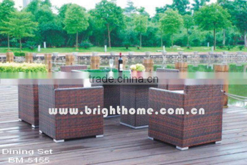Aluminum High Quality UV-resistant PE rattan BM-5155 Leisure Outdoor Chair and Table Set