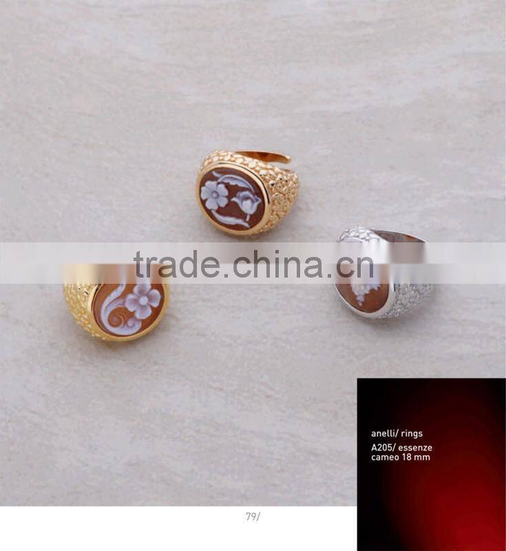 New Product 925 Sterling Silver Handmade Cameo Flower And Fruit Rings Made in Italy A205 cameo 18mm