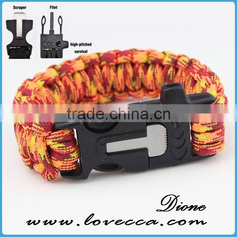 Firestarter buckle with logo paracord bracelet ,350/480/550 paracord survival bracelet