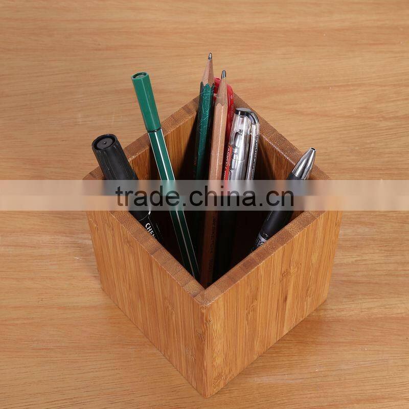 Multifunction wood desk pen holder