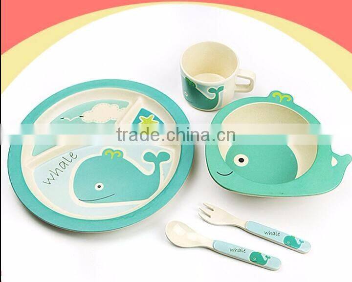 BPA free Biodegradable Eco Bamboo Fiber Kids Dinner Set