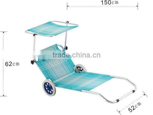 Folding beach chair with wheel, beach chair with sun shade
