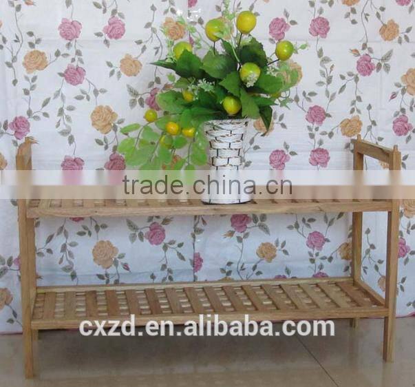 cheap fashion design two-tier walnut shoe rack