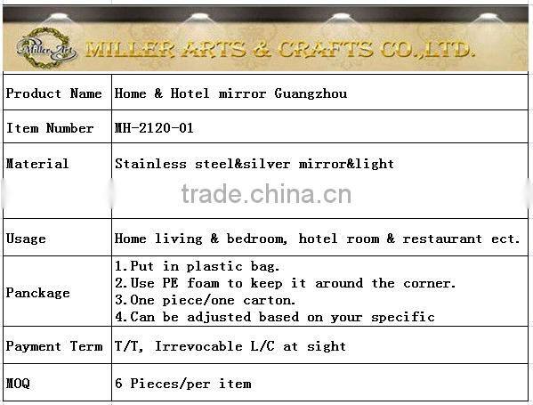 Stainless steel framed mirror with light MH-2120-01