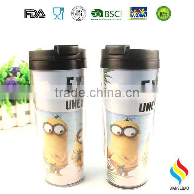 Clear Insulated plastic Tumbler With paper Inserts