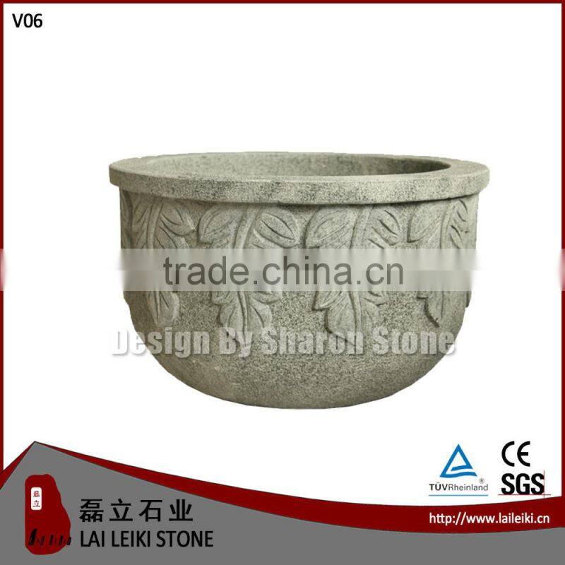 Natural Polished Granite Stone Garden Flower Pots