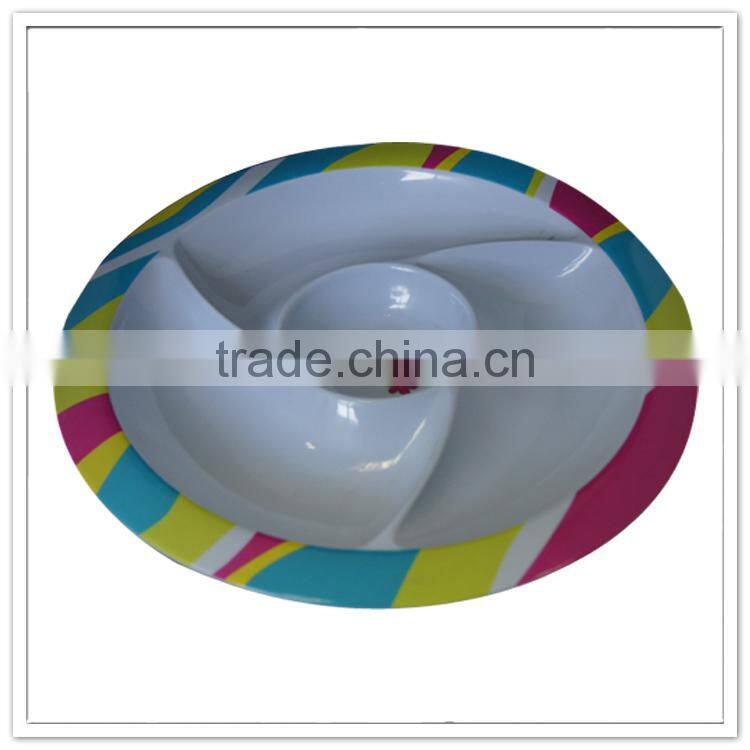 36cm Pre meal round dip printed rolling tray inmelamine