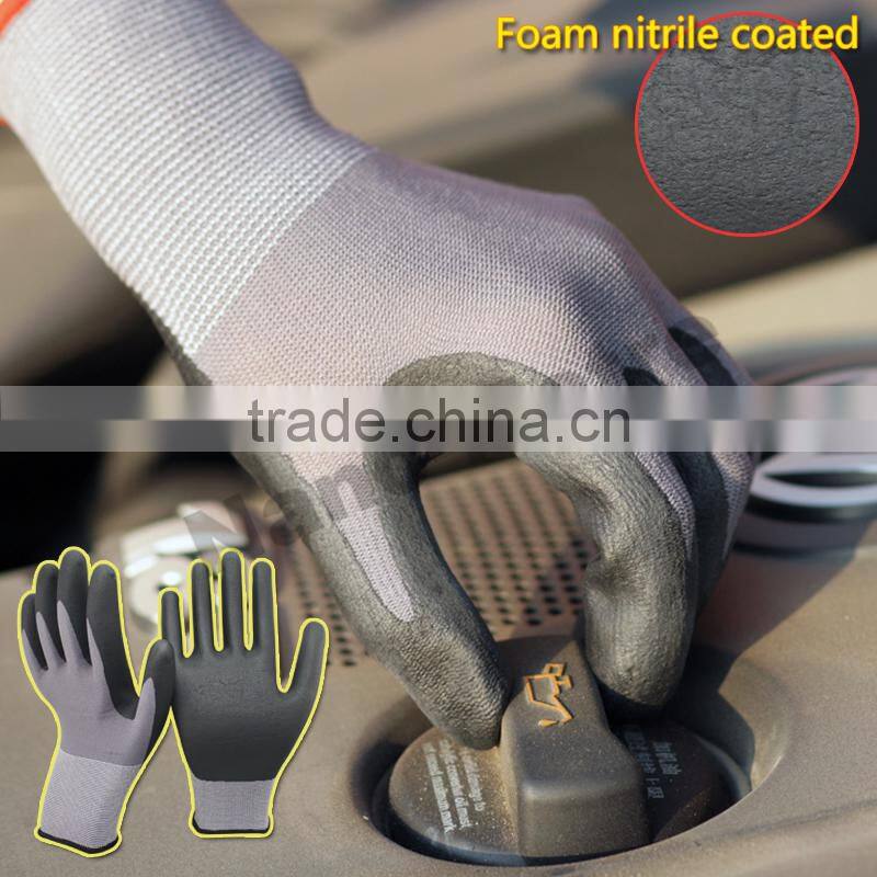 NMSAFETY New black high-tech foam nitrile palm touch screen mechanical work gloves
