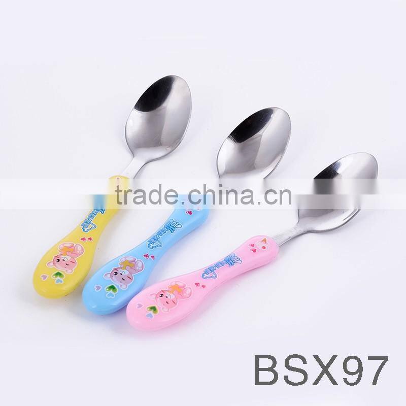 BSX97 Hot Selling Lovely Cheap Stainless Steel Baby Spoon for Feeding