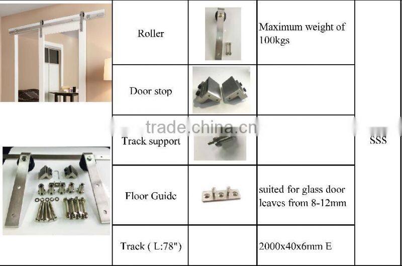 Stainless steel 304 US heavy duty rubber hanging sliding door roller wheels and track