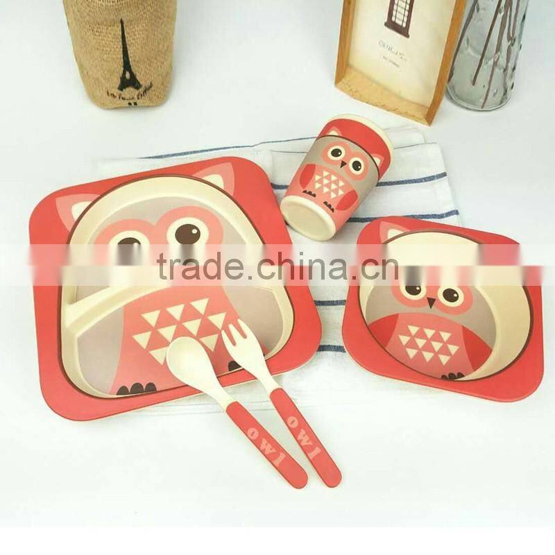 Eco-Friendly Bamboo Fiber Kids Dinner Plate Set 5-pieces