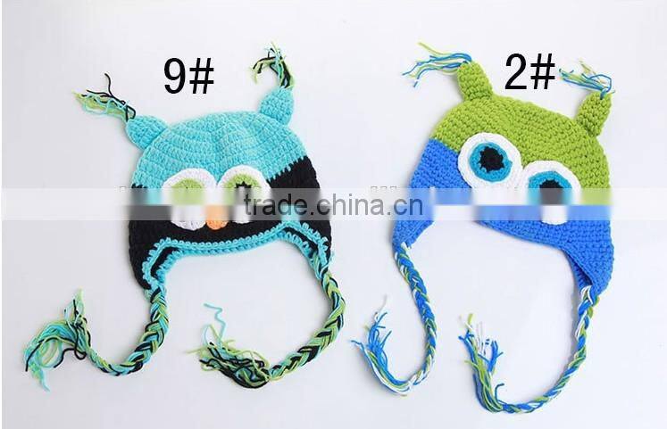 2015 kids owl animal hat Winter Crochet Hats handmade cartoon knitted hat