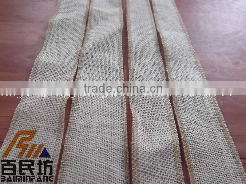 burlap serged edge ribbon 2'' wide 5yards long nature color