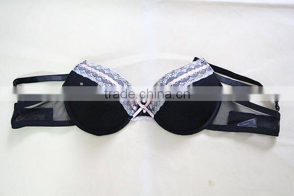 Black women pure bra/big women sexy bra with push up function