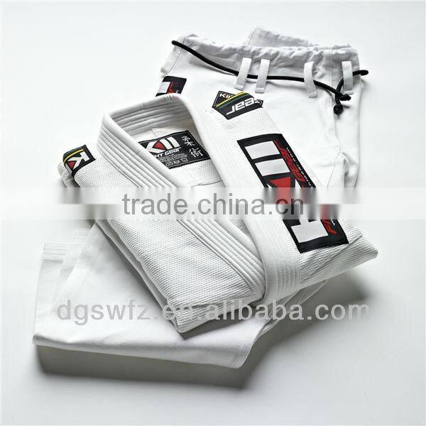 Wholesale new design custom made high quality pearl weave fabric patched white brazilian kimono jiu jitsu