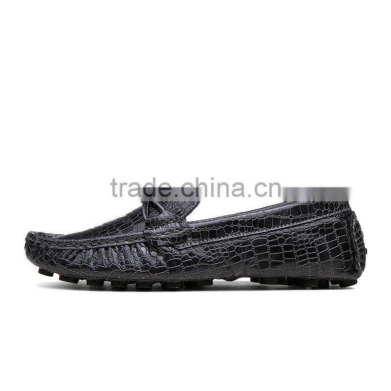 high quality crocodile top layer leather peas shoes casual fashion for male, men leather casual shoes sample for adults