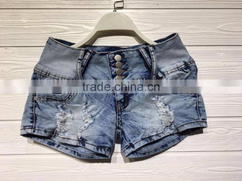GZY latest high waist all-match fashion girls ruffle shorts jeans stock lot