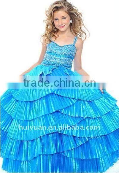 beading spaghetti strap blue formal dresses girl