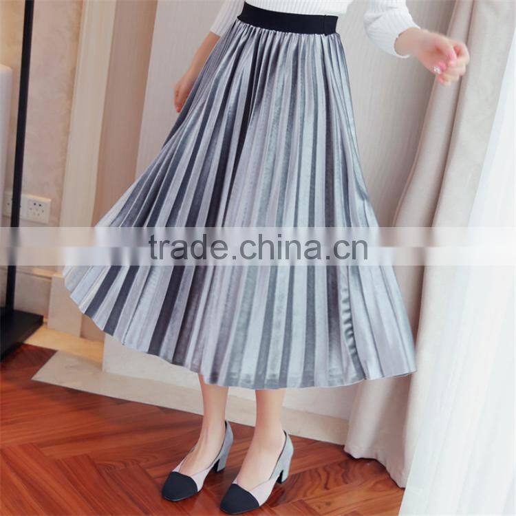 2017 latest popular women's clothing Velvet tall waist long skirts for ladies