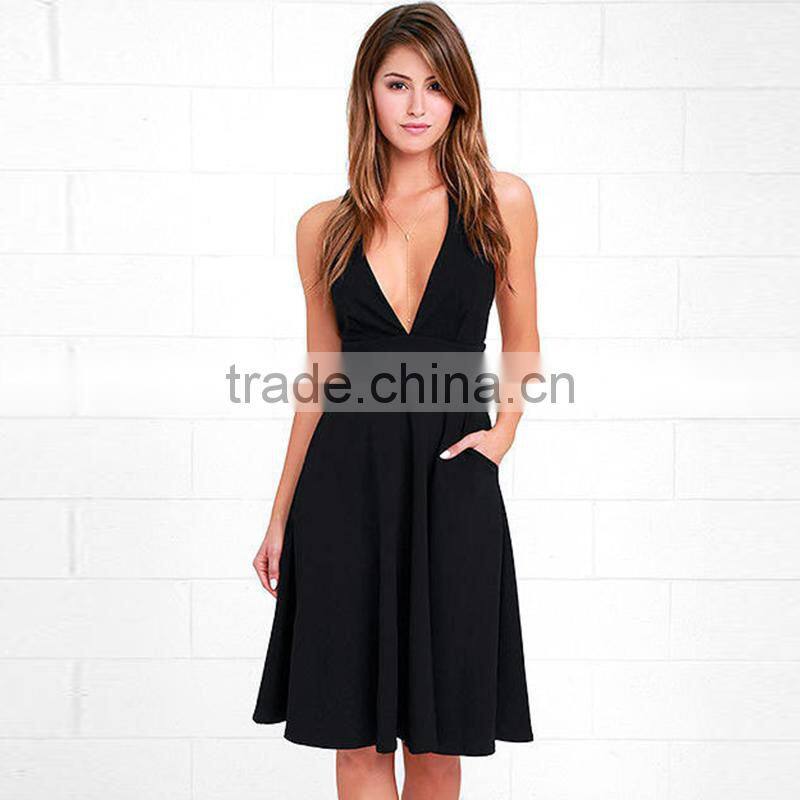 Maxnegio sexy women party wear deep v neck casual dress