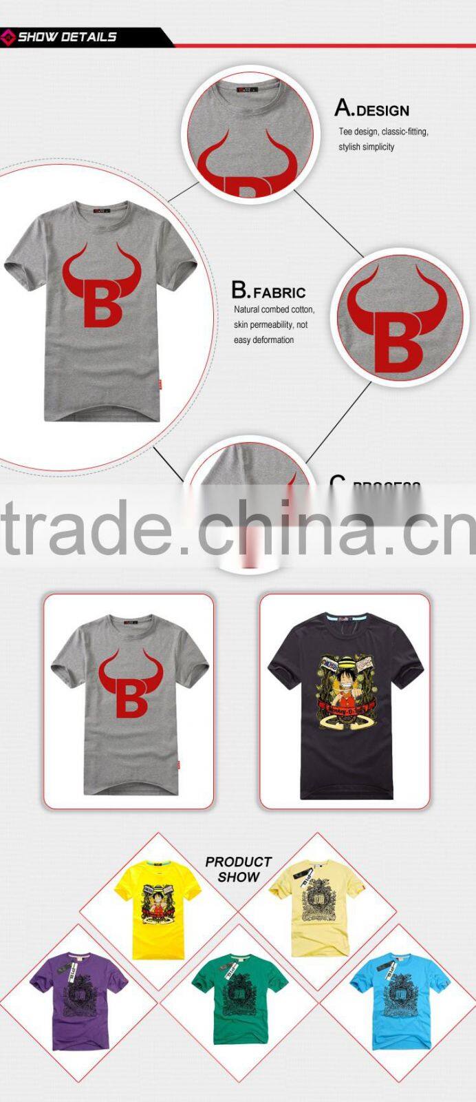 Men Soft textile Formal Cotton OEM T shirt Printing With Your Own Design