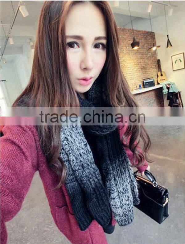 Winter super thick and women fashion 180*40cm color gradual change design women knitting latest scarf
