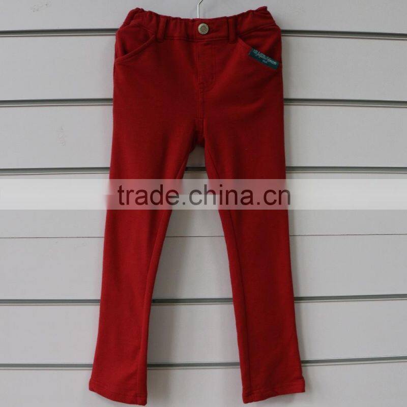 cotton spandex terry fabric children girl pants for outerwear