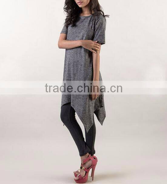 Custom super longline t shirt with asymmetric hem