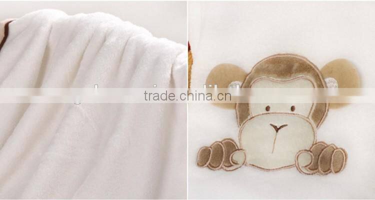Overlocking embroidered baby soft thick fleece blanket