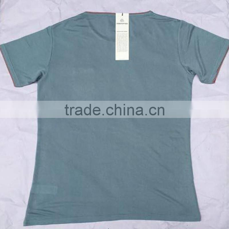 2018 Blue Men's Single Chest Pokcet Double Collar T Shirts