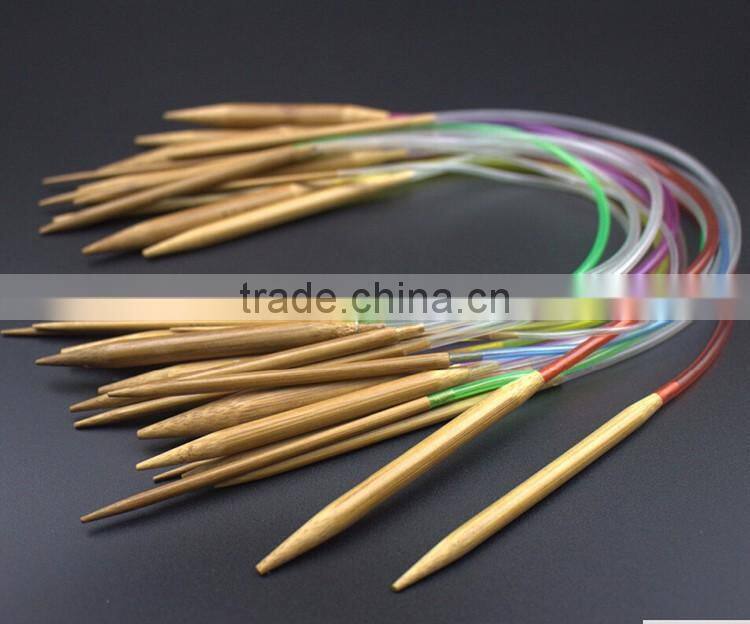 18Pcs/set 16" 40cm Cheap Colorful Plastic Circular Nature Bamboo Circular Knitting Needle Set