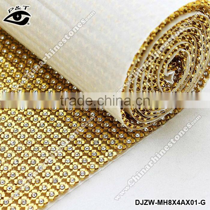 New design Hotfix rhinestone metal mesh flower shape with chaton for garment shoes