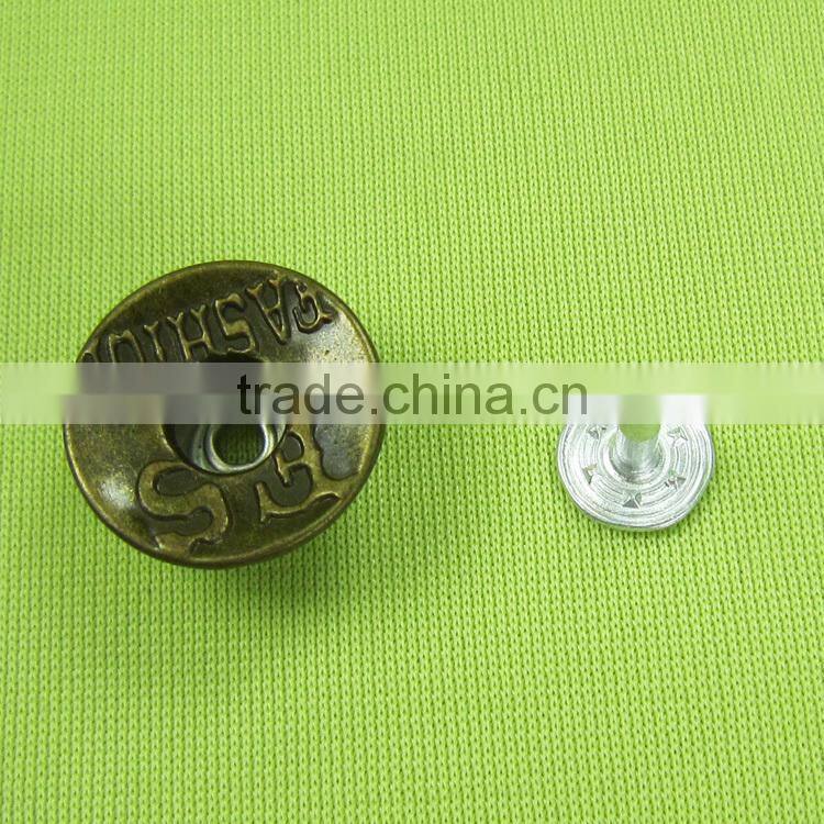 Low MOQ of metal button decorative metal button for jeans