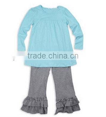 Fashion kids adorable christmas cotton 2pcs winter tops and pants clothing set children costumes