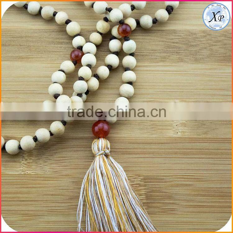 XP-PN-1475 Yiwu wholesale wood mala beads necklace wooden beads tassel necklace