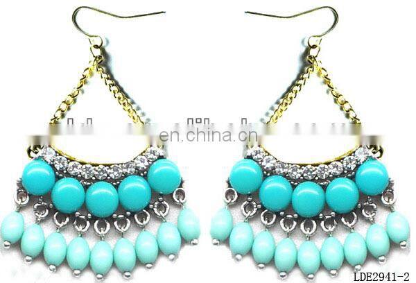 Brife light blue mint fan bubble teardrop adult women earrings