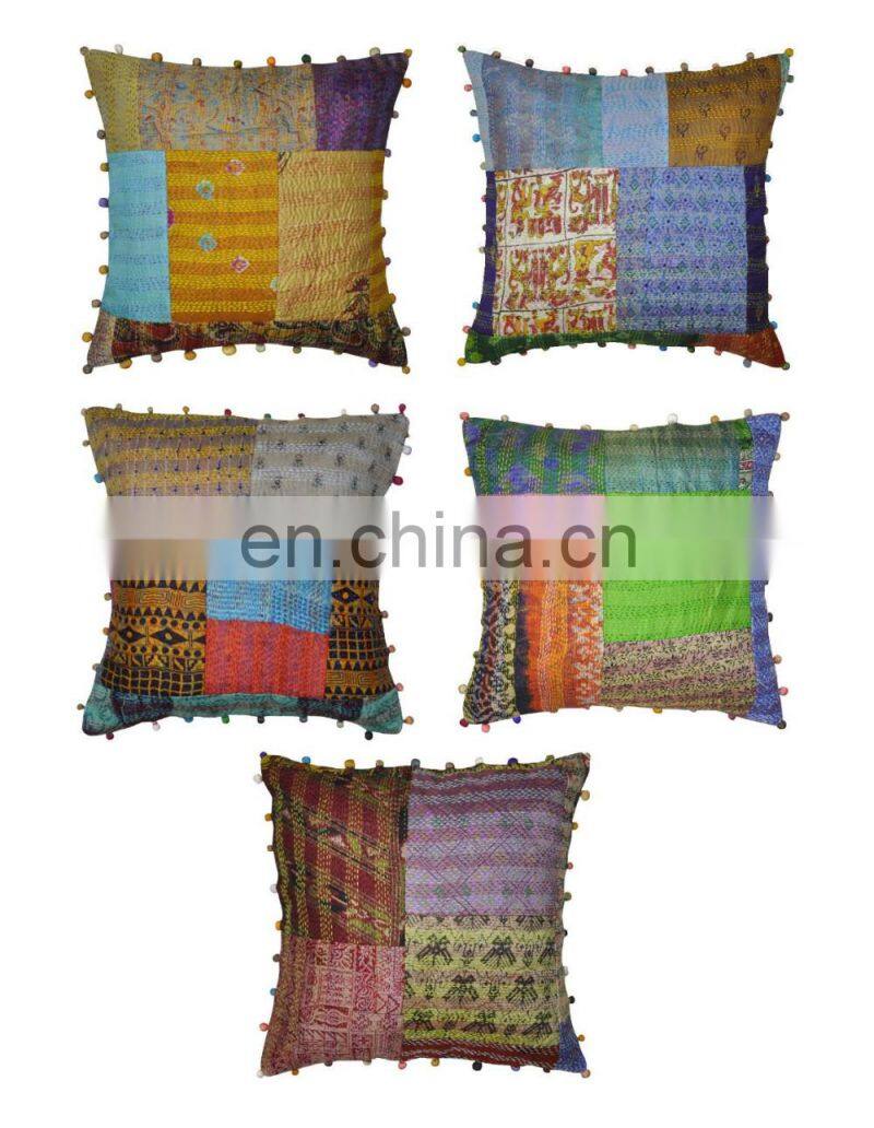 Patchwork Kantha Cushion Cover Home Decorative Kantha Pillow Cover