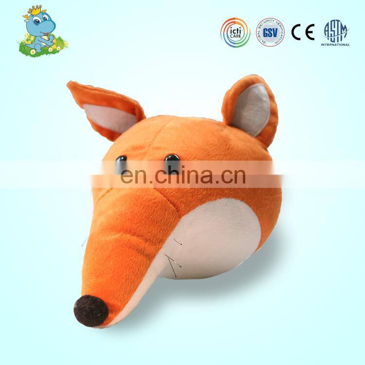 Cheap super cute fulffy fox animal head Wall Mount plush art toy