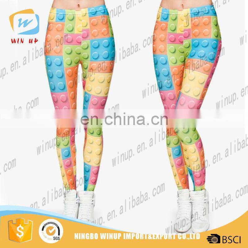 2016 Wholesale Rainbow Color Patterned Sports Women Leggings