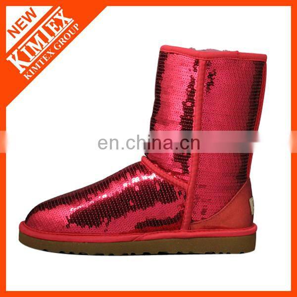 sequin snow boots with artificial wool inside