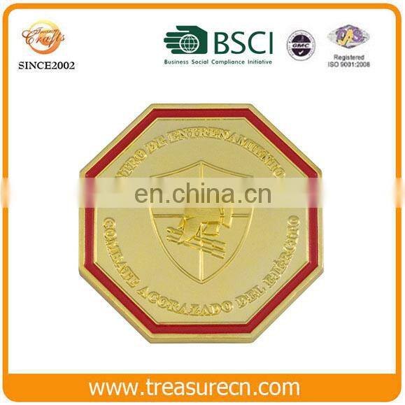Wholesale metal coin custom logo double sides antique challenge coin with gold plated