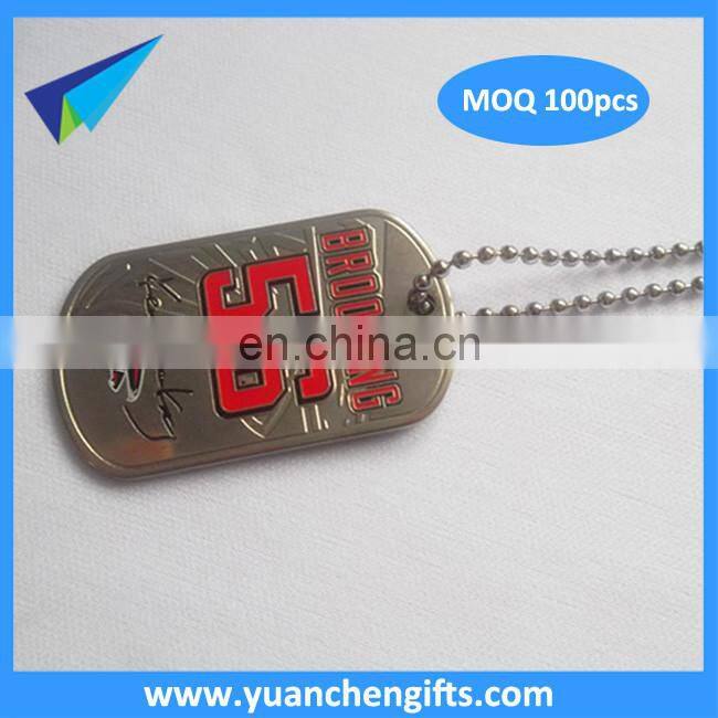 2016 Cheap raised metal aluminum dog tags with ball chains