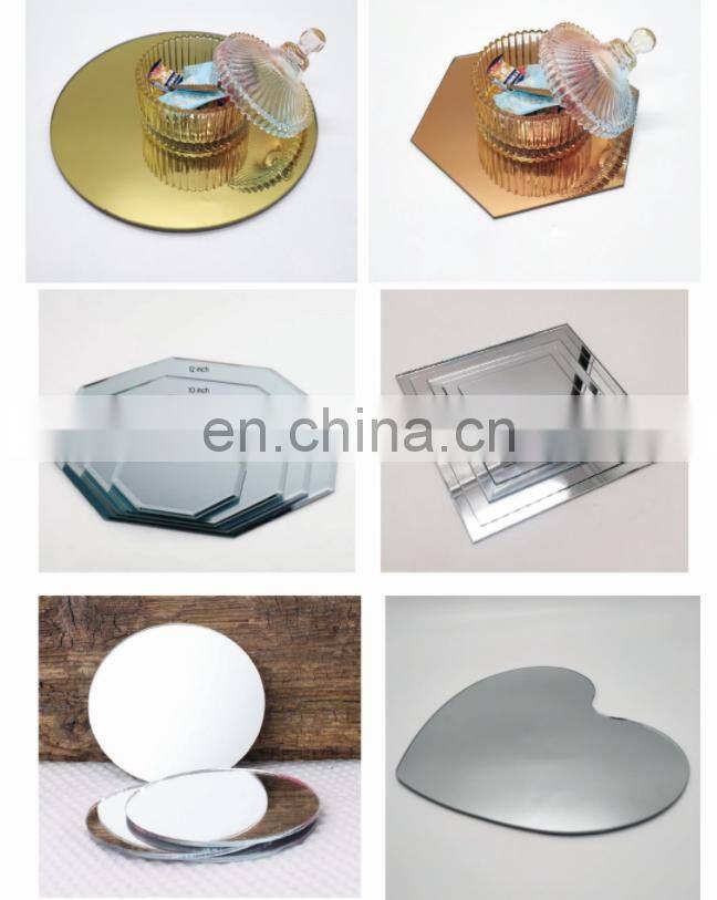 High quality glass candle plate round mirror candle holders for romantic decoration
