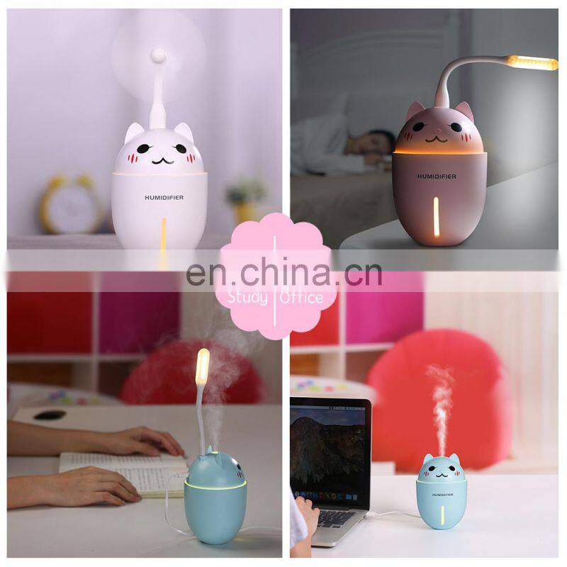 Wholesale portable CE night light function mini usb fan air humidifier for bedroom