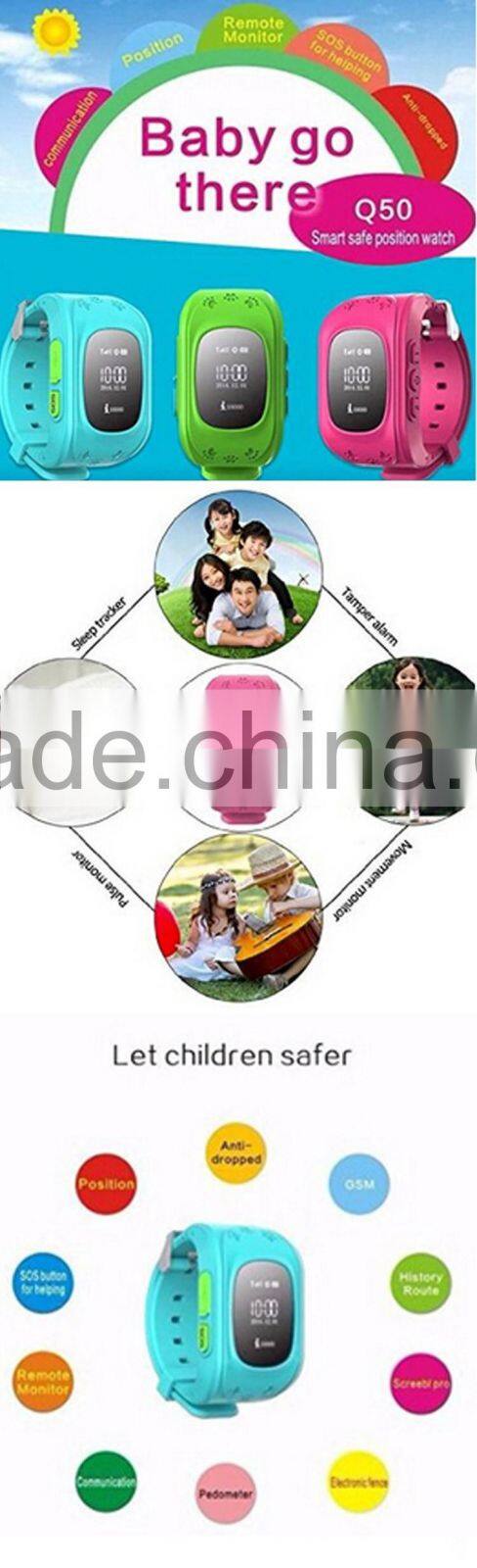 2016 Promotion Dual positioning smart watch with SOS calling fuction smart watch q50 for children kids watch