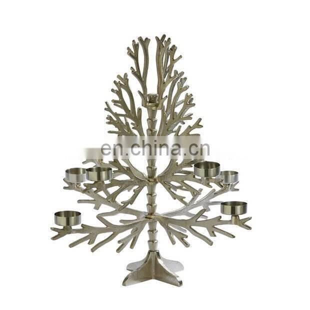 gold Christmas tree candle holder