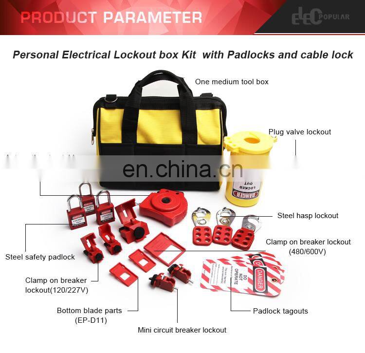 Muti Function Personal Safety Electrical Lockout Bag Kit With Padlocks And Cable Lock