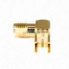 Goldplated right angle cable assembly connector sma