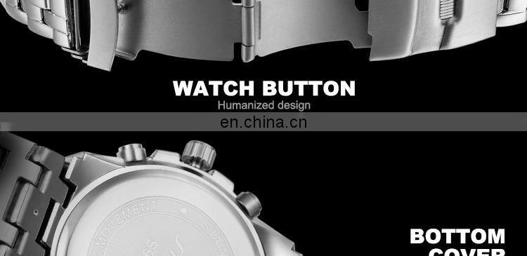 Sinobi Cool Chronograph Watch For Man Full Steel Band Wristwatch China Supplier Original Designer Reloj S9720G